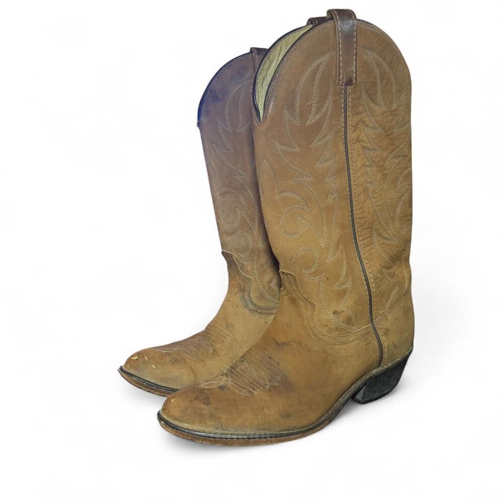 Dan Post Women’s Vintage Brown Leather Western Festival Work Boots Sz 8